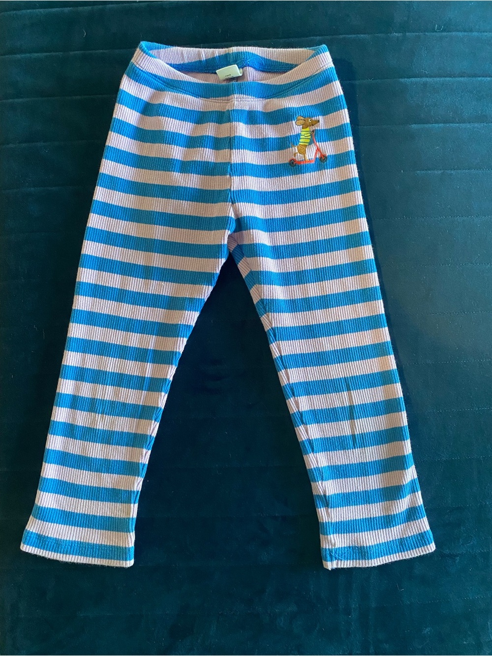 Striped Blue and Lavender Kids Leggings 5T